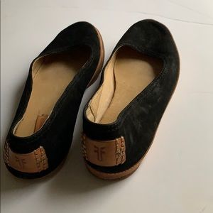 Frye black suede flats sz 6.5